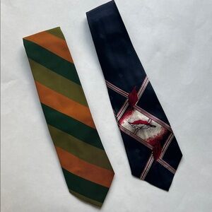 Wembley Green and Orange Striped tie & Navy Vintage tie both included in Lot.